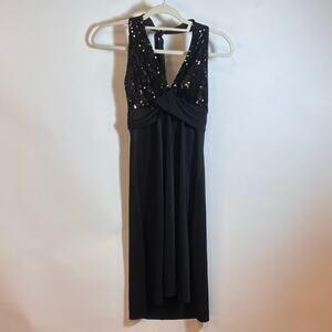 Y2K Shelly Black Halterneck Dress With Sequined Cups Size S